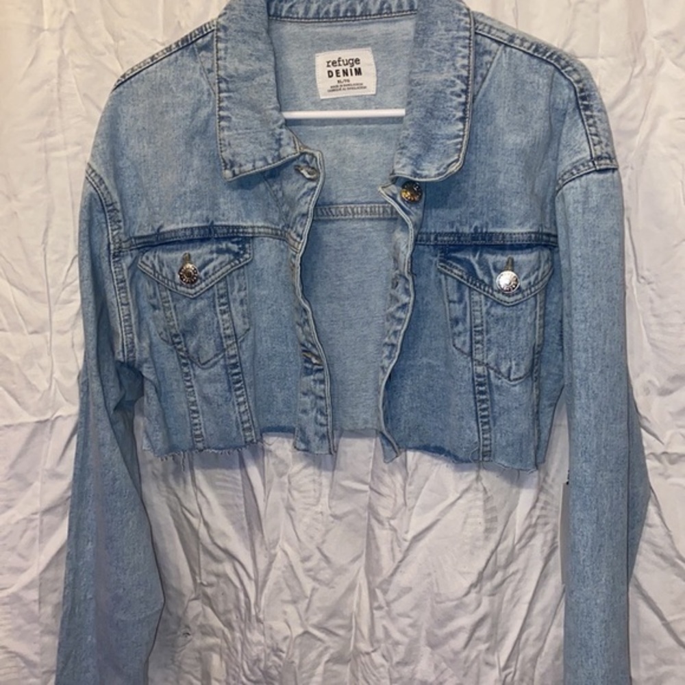 Brand New cropped Jean jackets Medium Wash Raw Hem Crop Denim Jacket - Picture 5 of 9